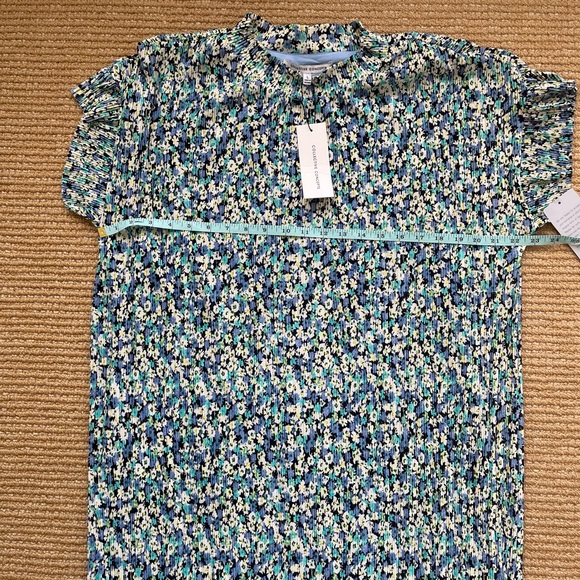 ❌ SOLD Collective Concepts Womens Crinkle blue Green Mock Neck Shirt Dress NWT - Picture 9 of 10